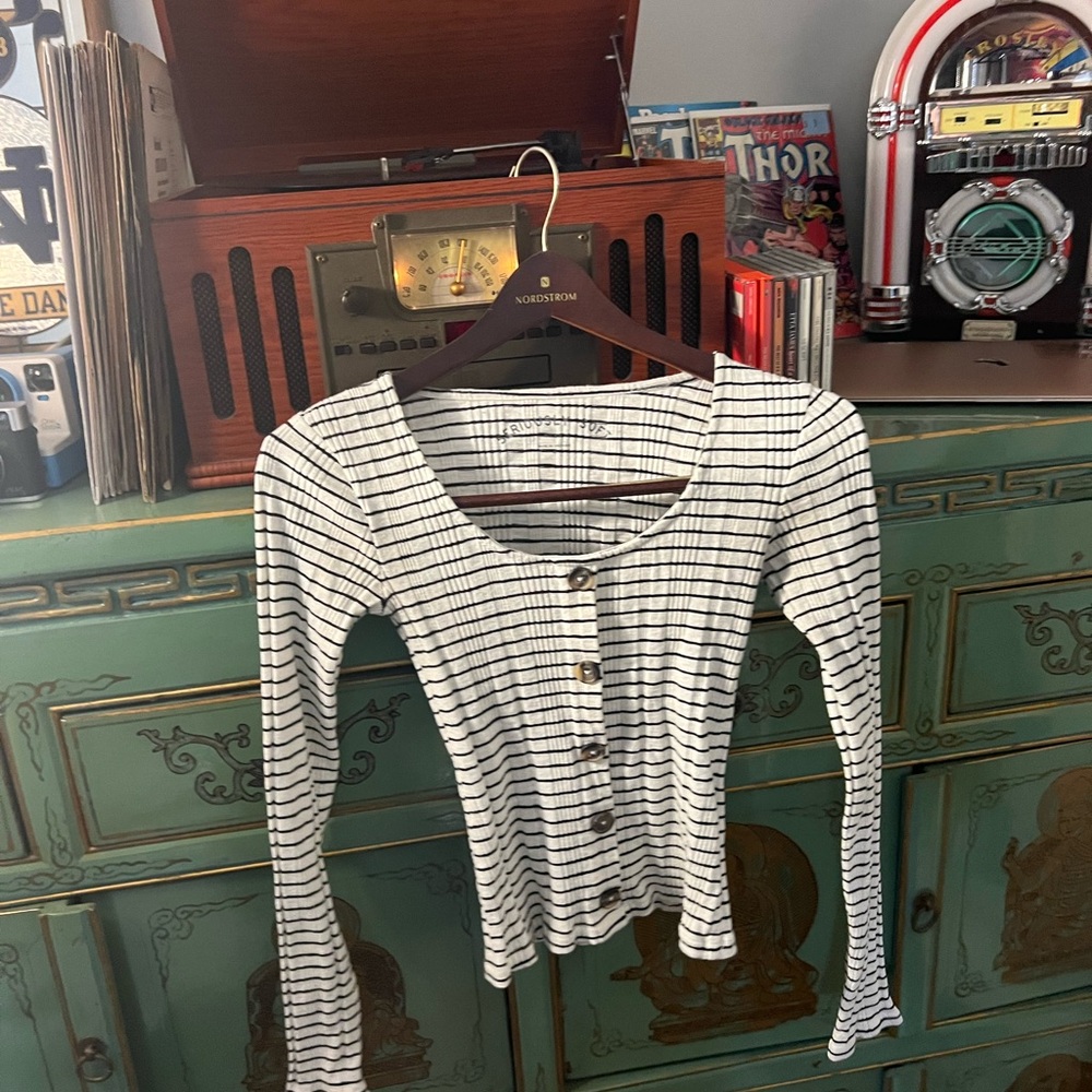 Black and White Striped Women's Top